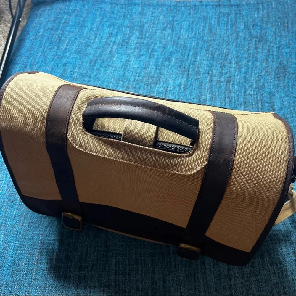 Canyon Outback Leather Goods Canvas and Leather Laptop Briefcase Messenger Bag